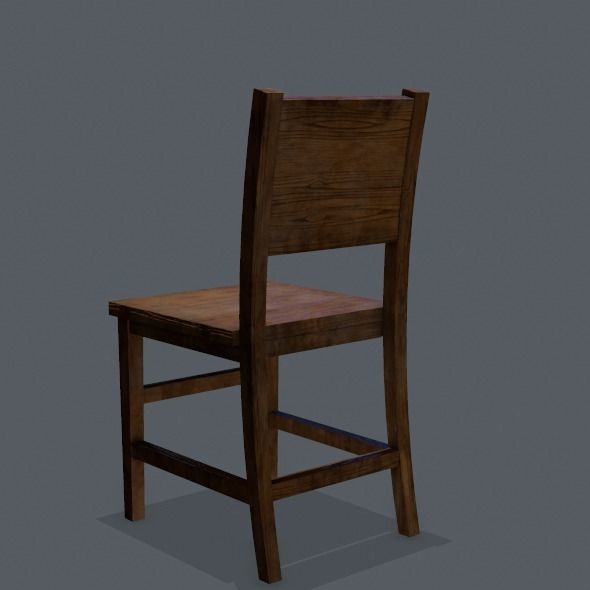Chair wooden Low-poly 3D model_17