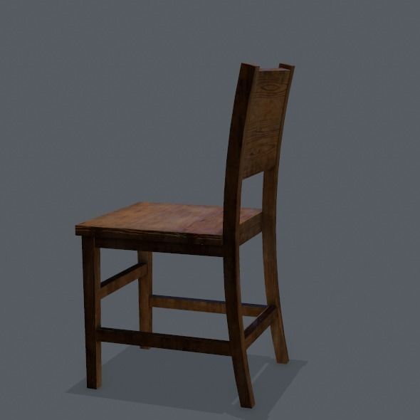 Chair wooden Low-poly 3D model_11