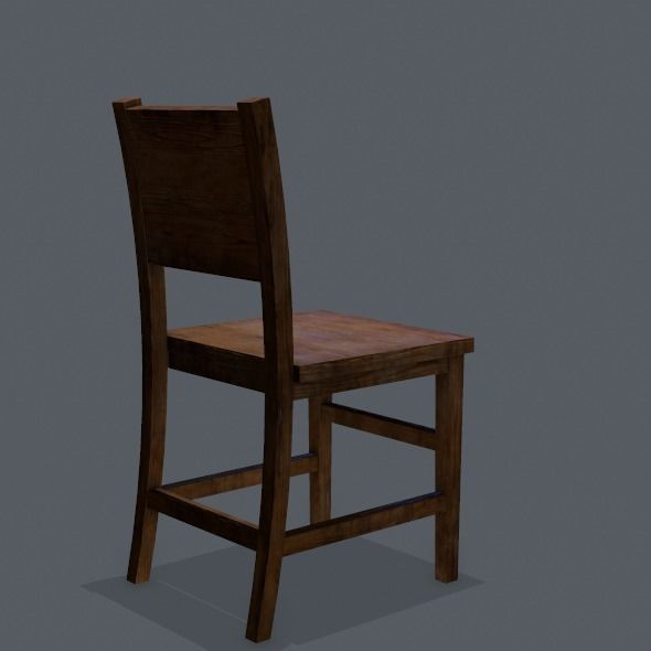 Chair wooden Low-poly 3D model_6