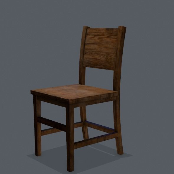Chair wooden Low-poly 3D model_23