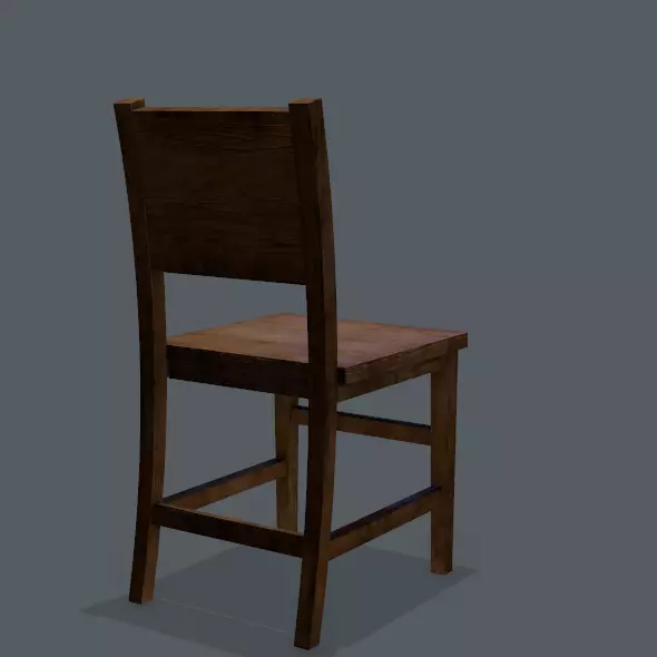 Chair wooden Low-poly 3D model_0