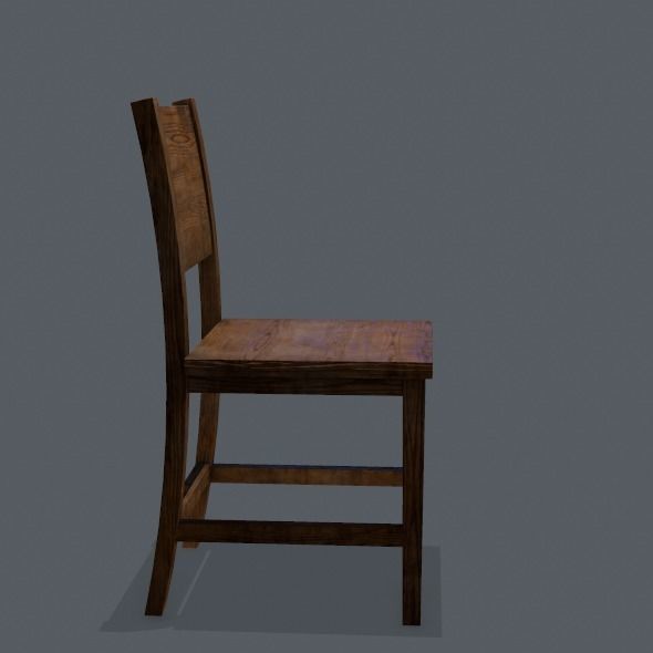 Chair wooden Low-poly 3D model_3