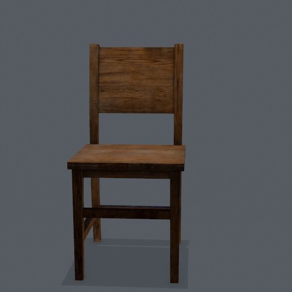 Chair wooden Low-poly 3D model_15
