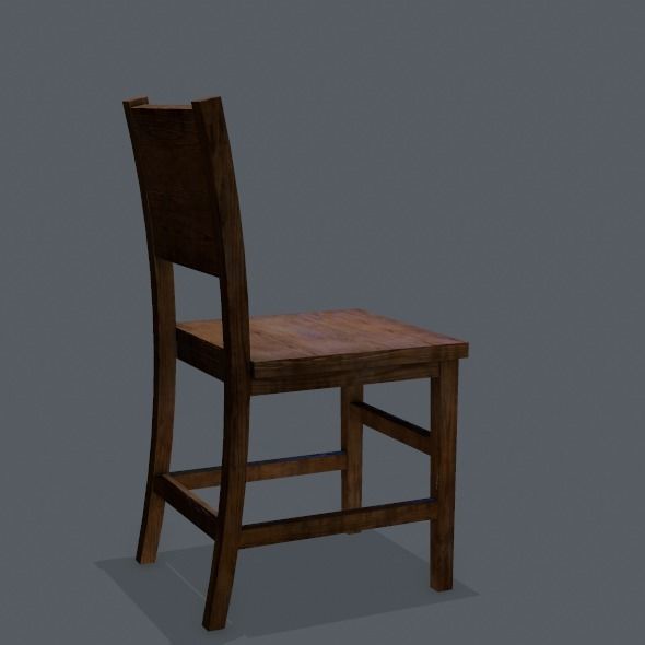 Chair wooden Low-poly 3D model_9