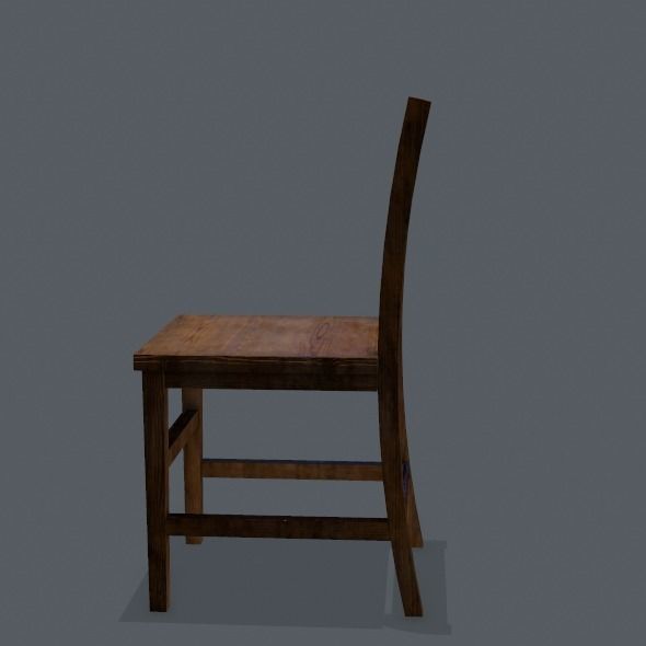 Chair wooden Low-poly 3D model_8
