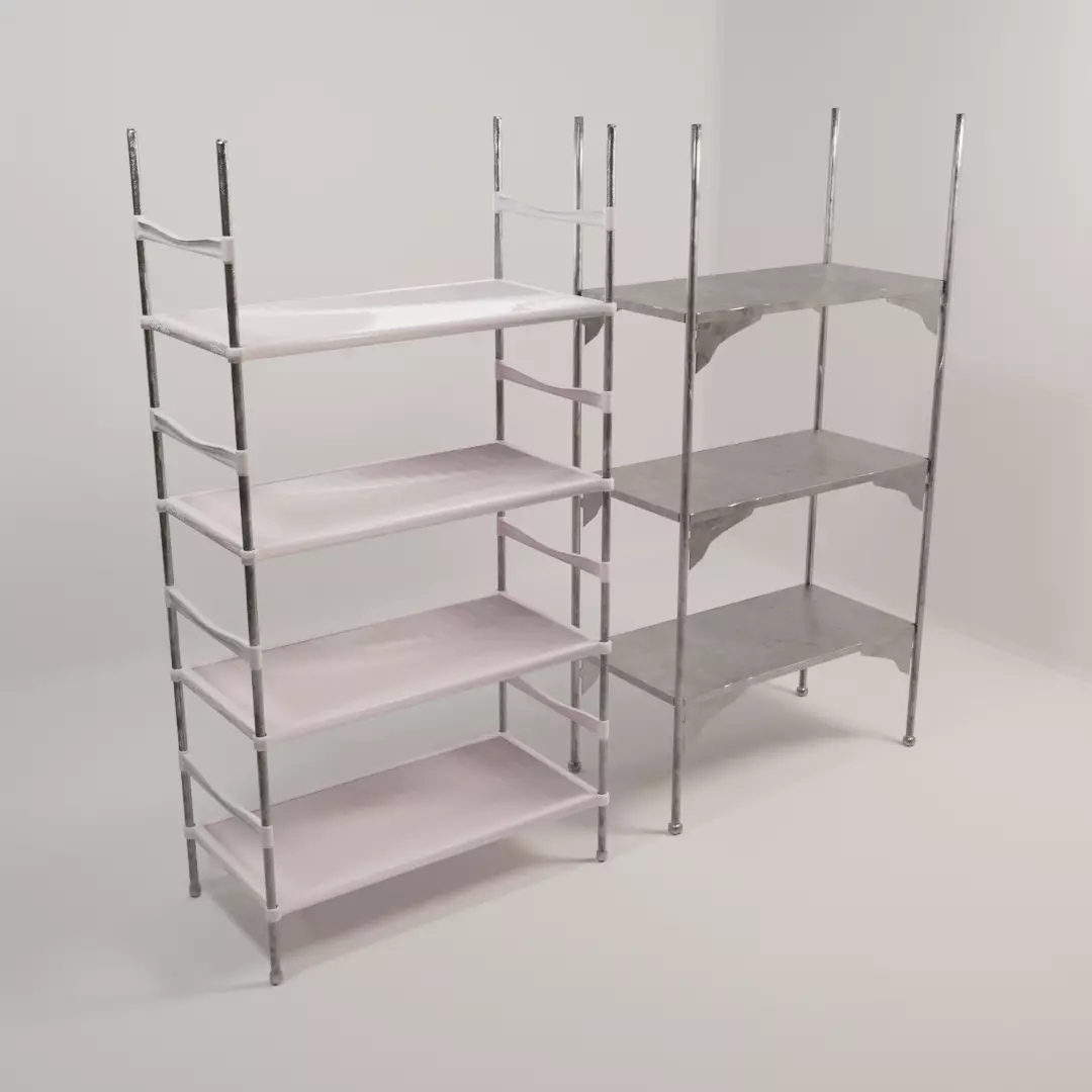 Modular Shelving unit Low-poly 3D model_0