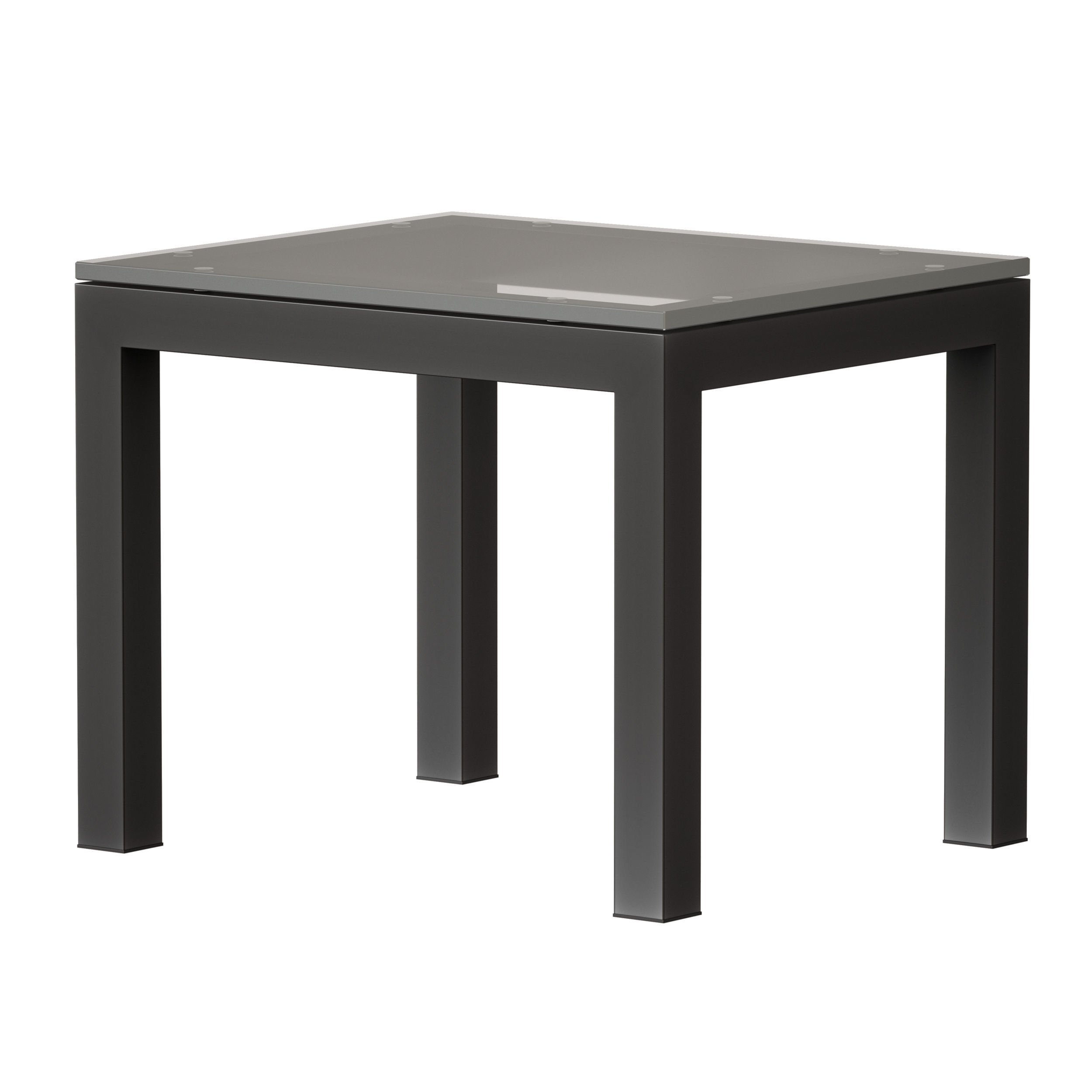 Parsons Clear Glass Top Dark Steel Base End Table 3D model_7
