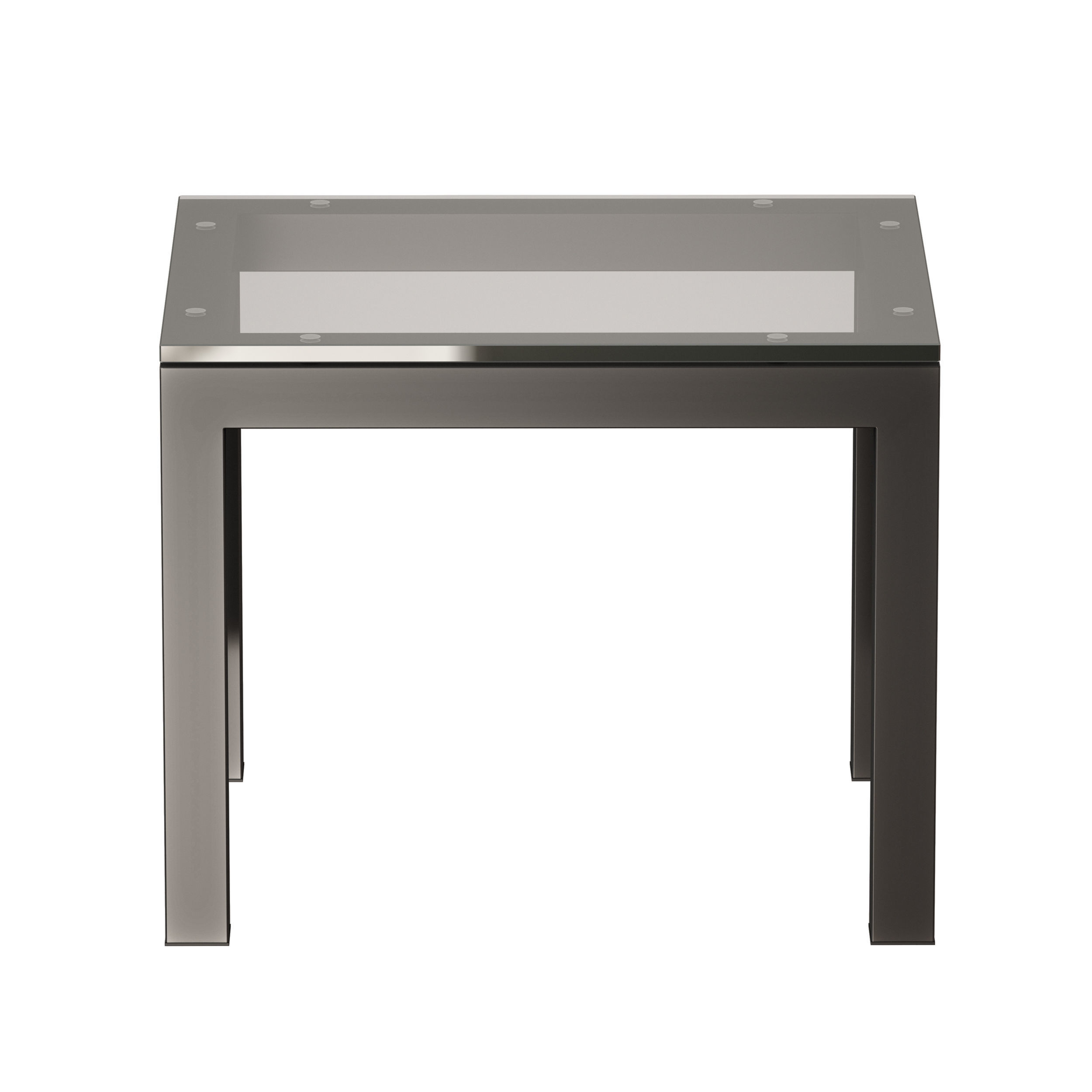Parsons Clear Glass Top Dark Steel Base End Table 3D model_2