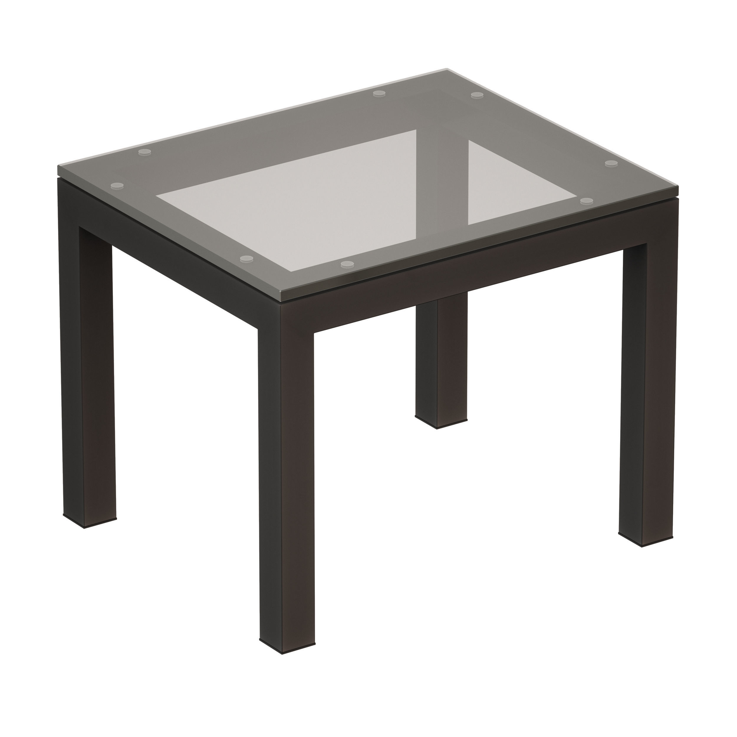 Parsons Clear Glass Top Dark Steel Base End Table 3D model_5
