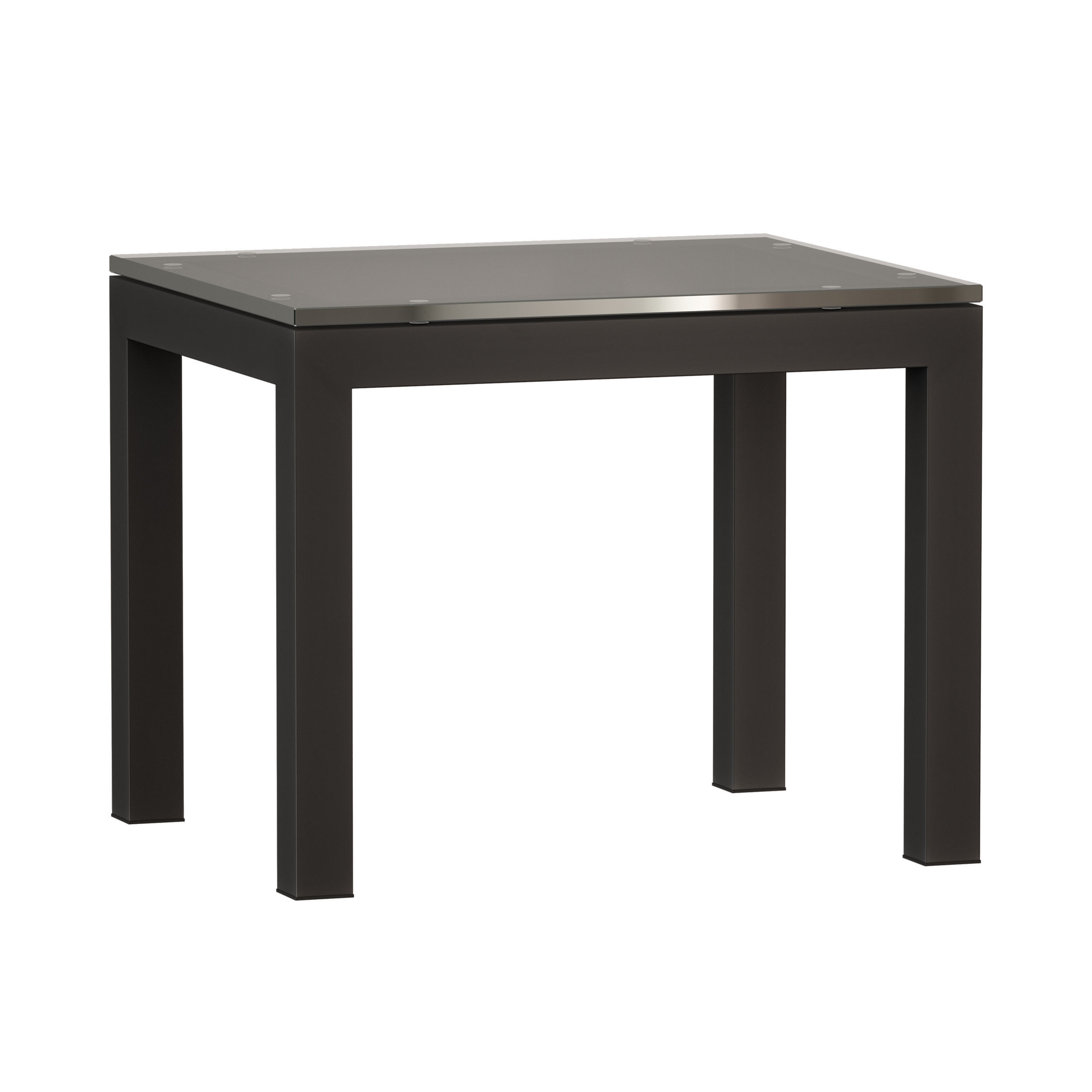 Parsons Clear Glass Top Dark Steel Base End Table 3D model_1