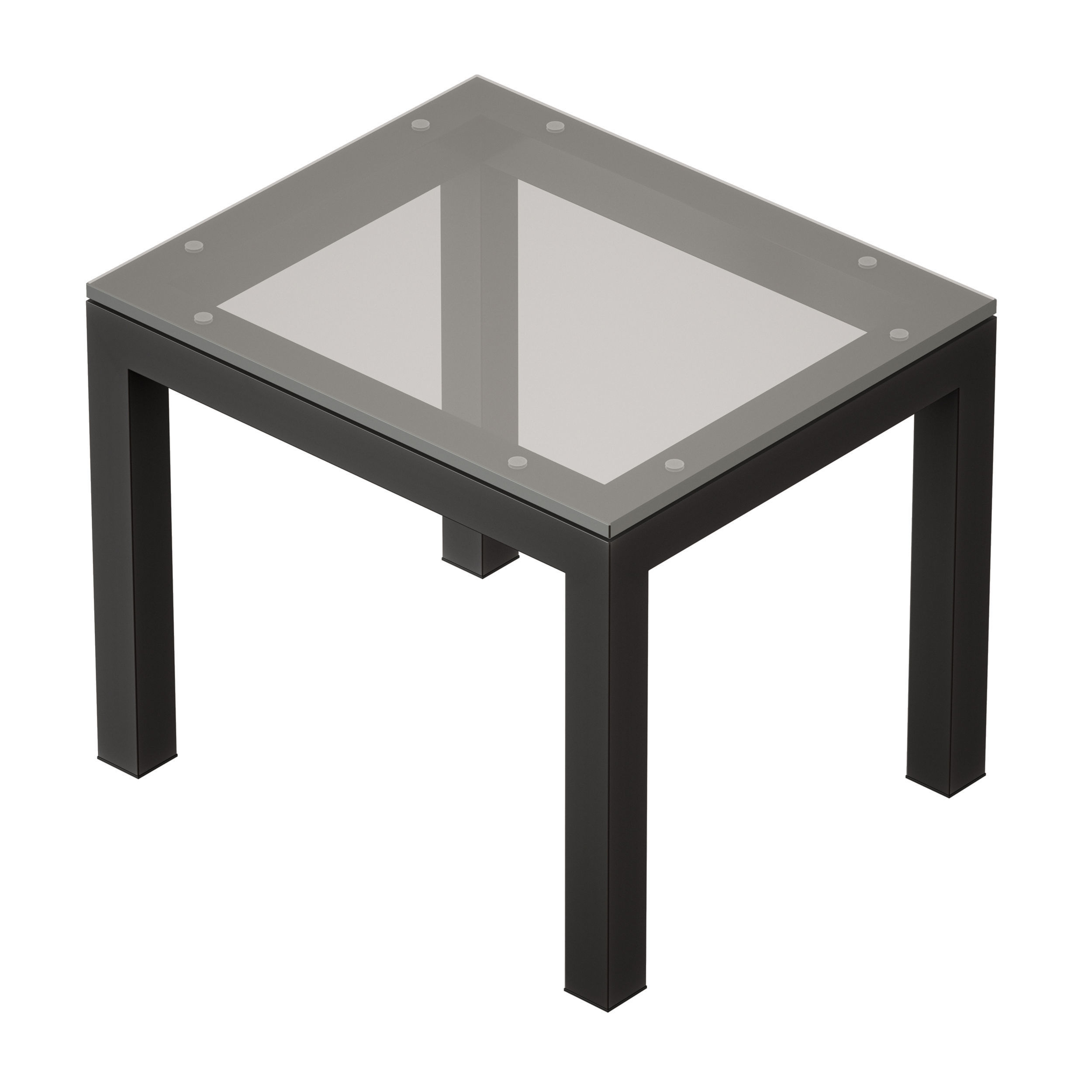Parsons Clear Glass Top Dark Steel Base End Table 3D model_4