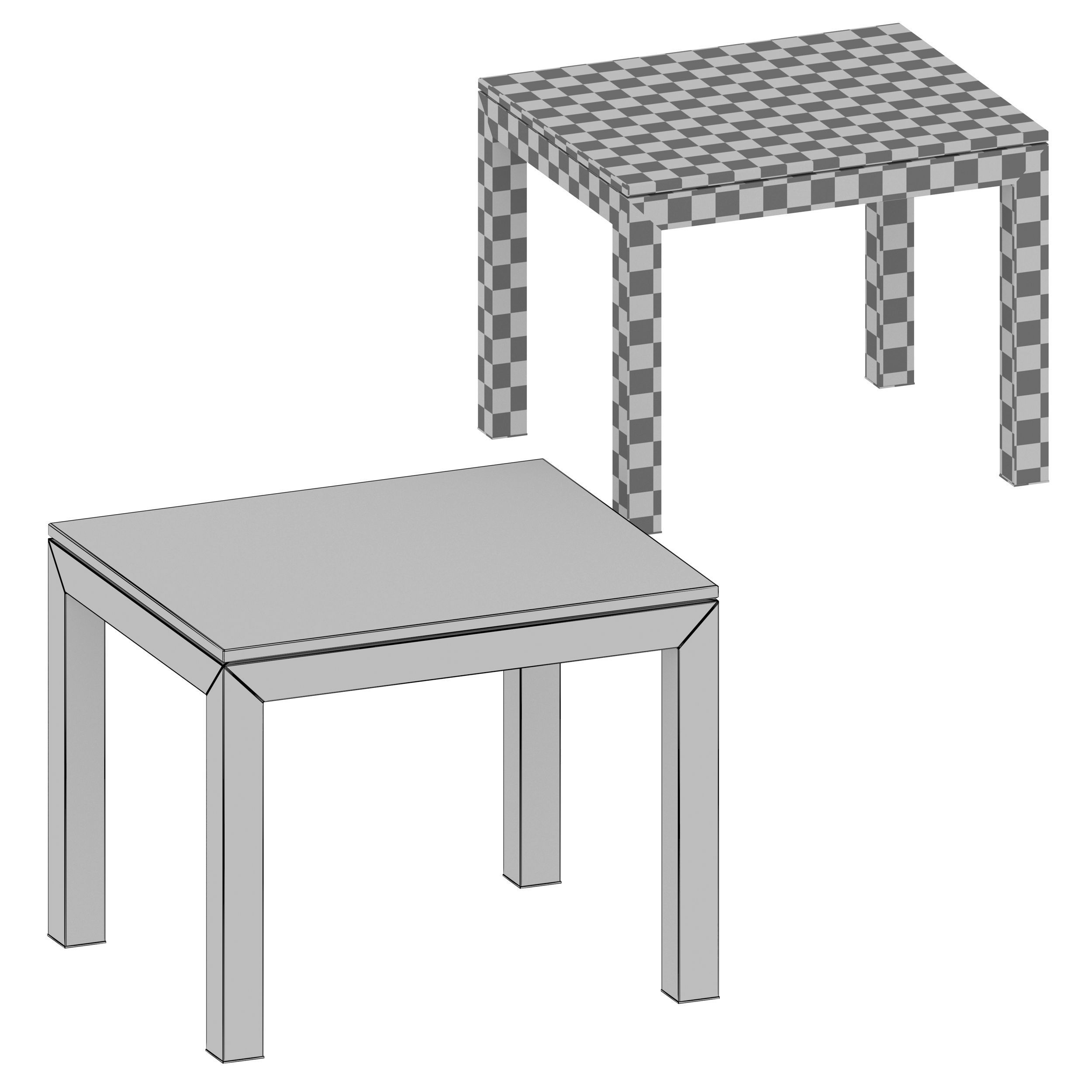 Parsons Clear Glass Top Dark Steel Base End Table 3D model_8