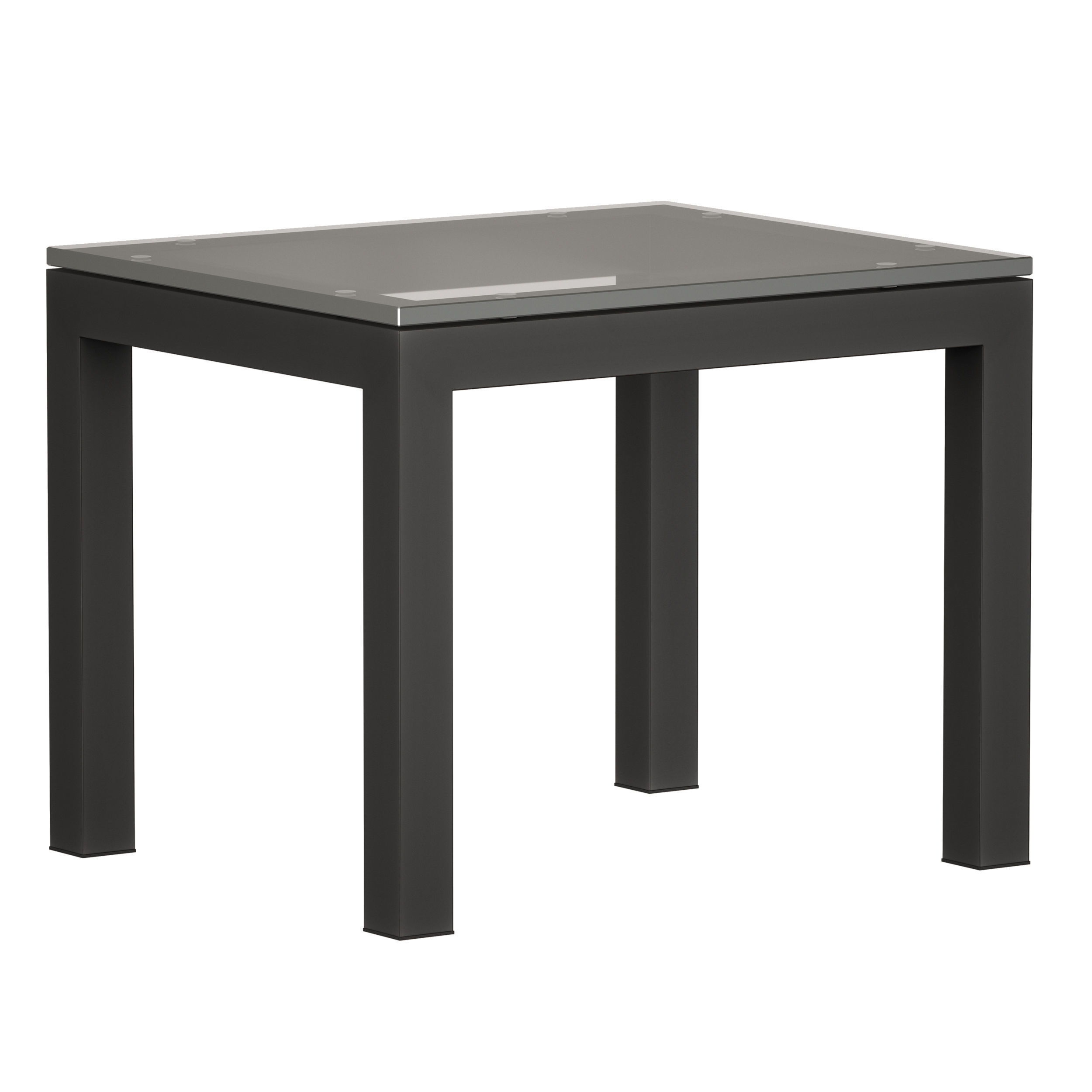Parsons Clear Glass Top Dark Steel Base End Table 3D model_6