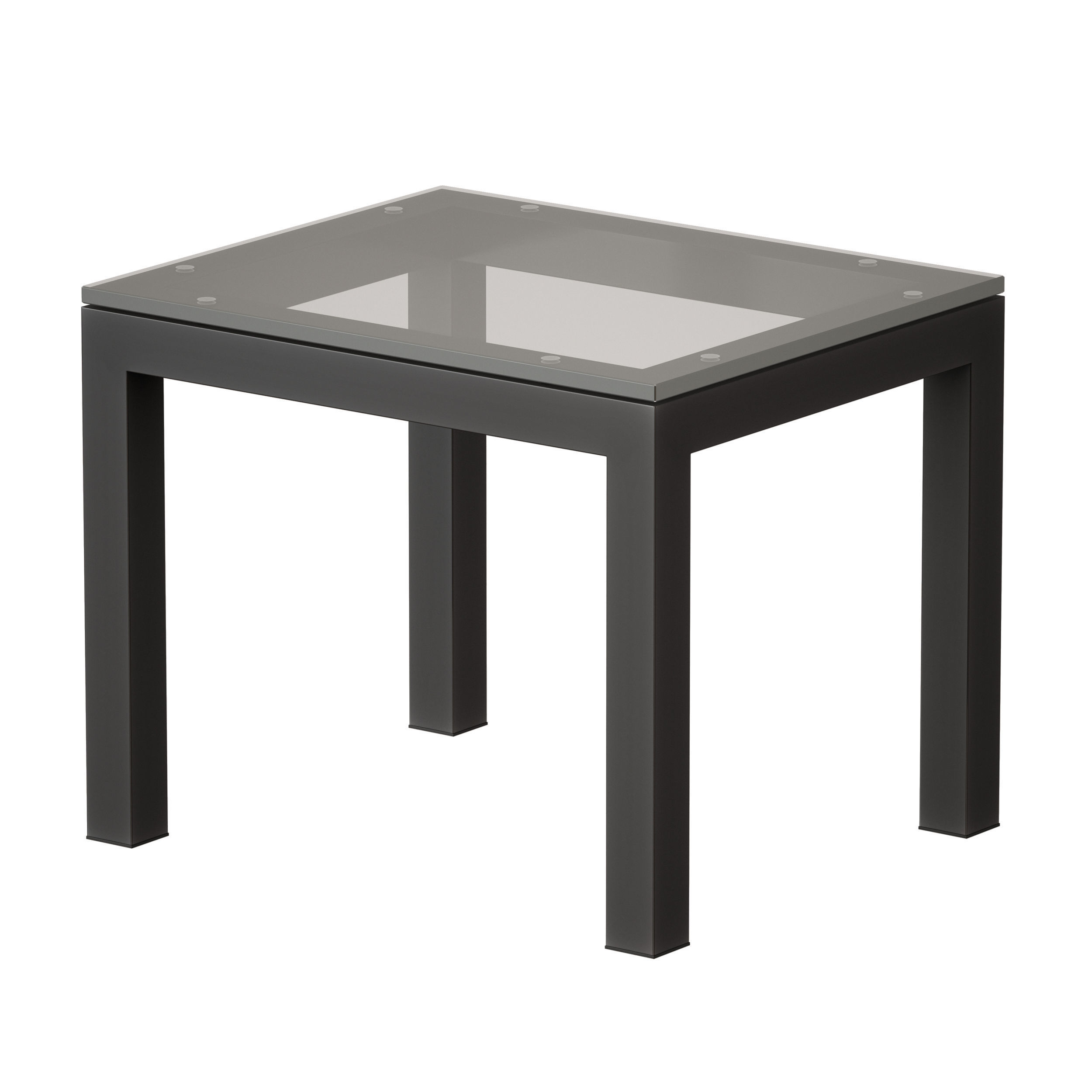 Parsons Clear Glass Top Dark Steel Base End Table 3D model_3