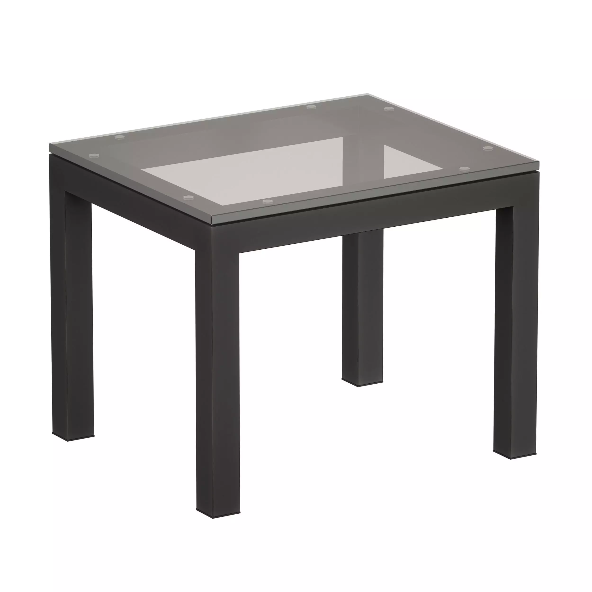 Parsons Clear Glass Top Dark Steel Base End Table 3D model_0