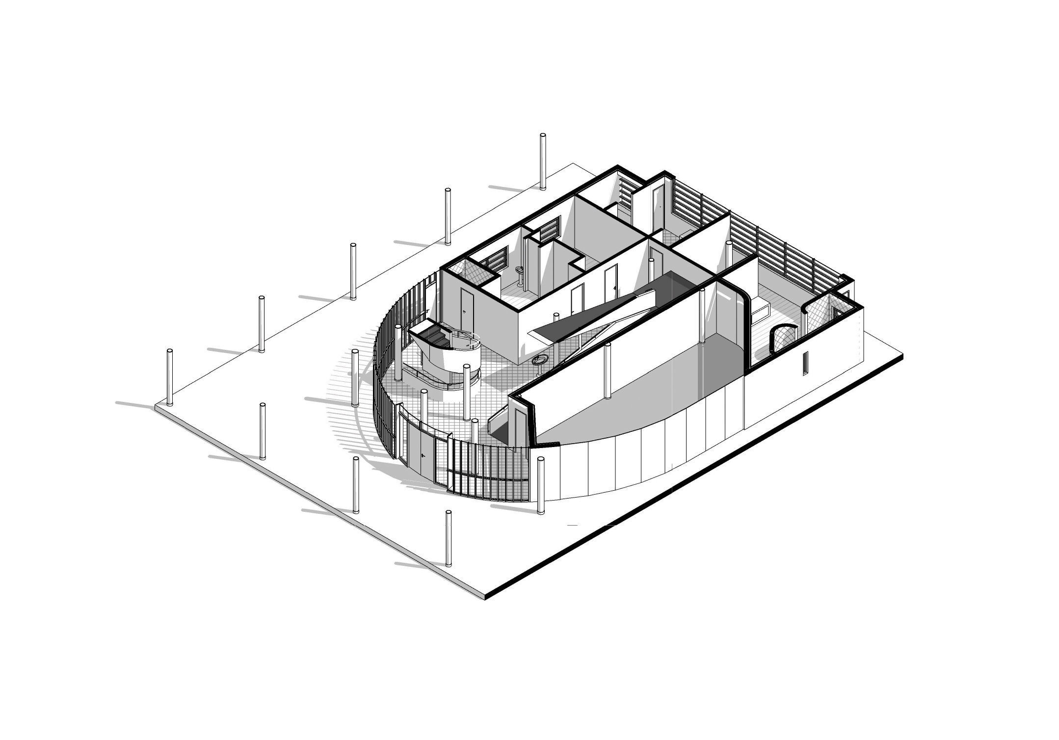 Villa Savoye Le Corbusier Revit 3D model_4