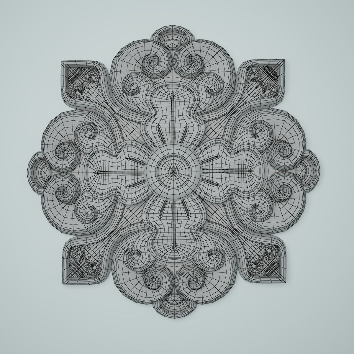 3D model - rosette ornate gold medallion 3D model_3