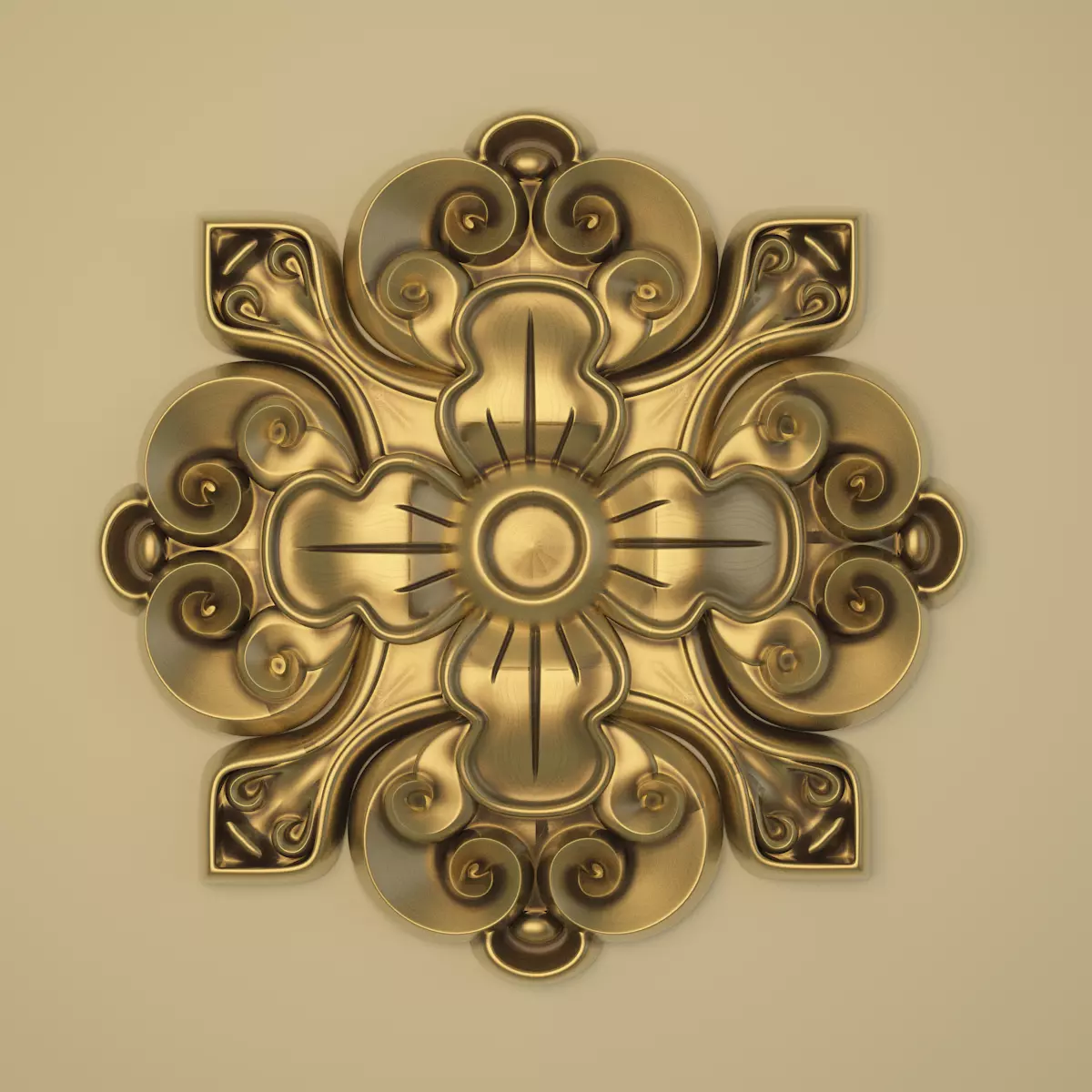 3D model - rosette ornate gold medallion 3D model_0
