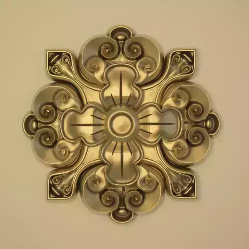 3D model - rosette ornate gold medallion