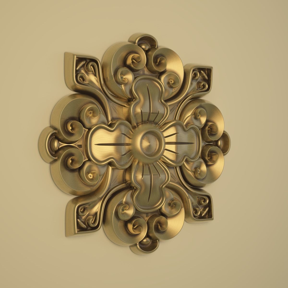 3D model - rosette ornate gold medallion 3D model_2