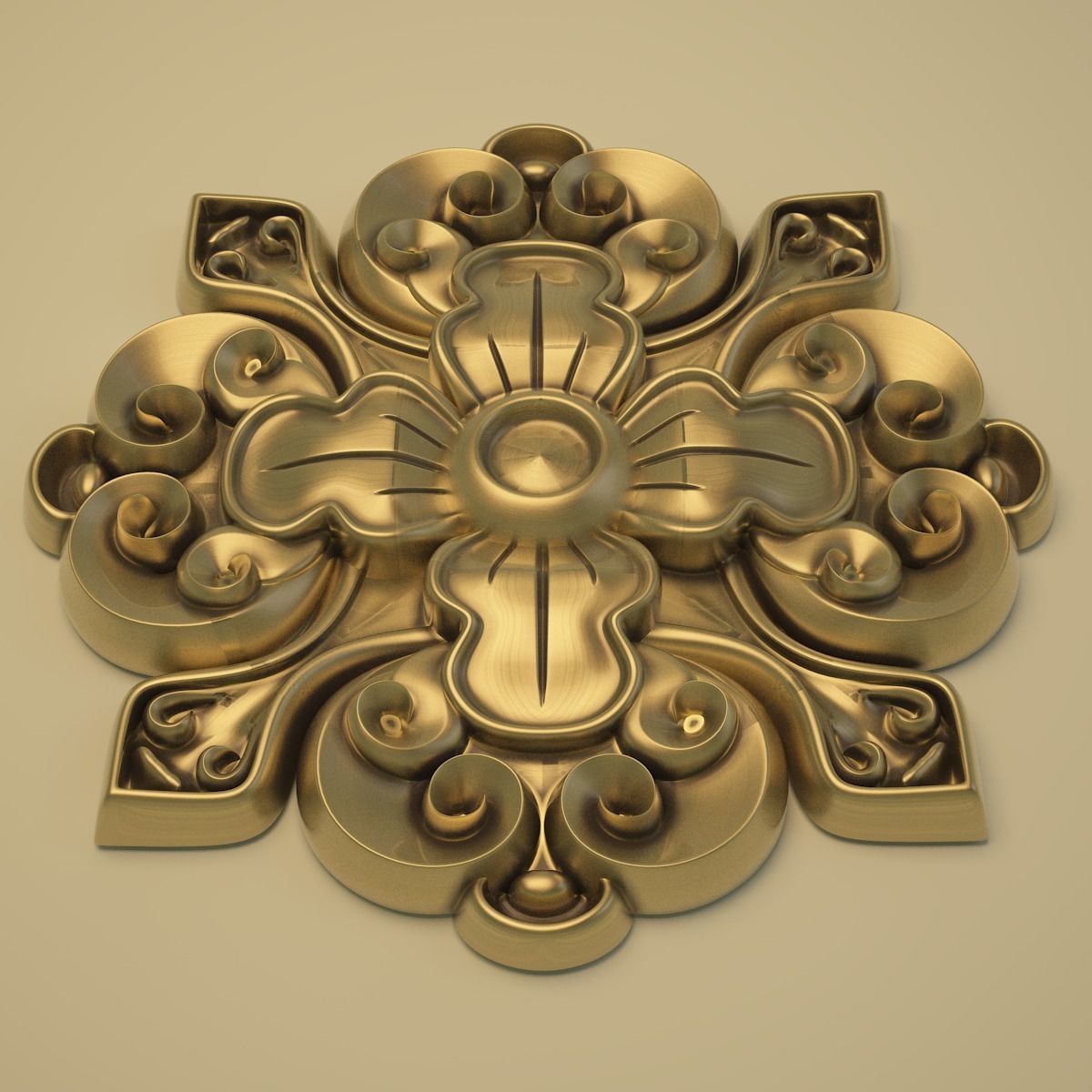 3D model - rosette ornate gold medallion 3D model_1