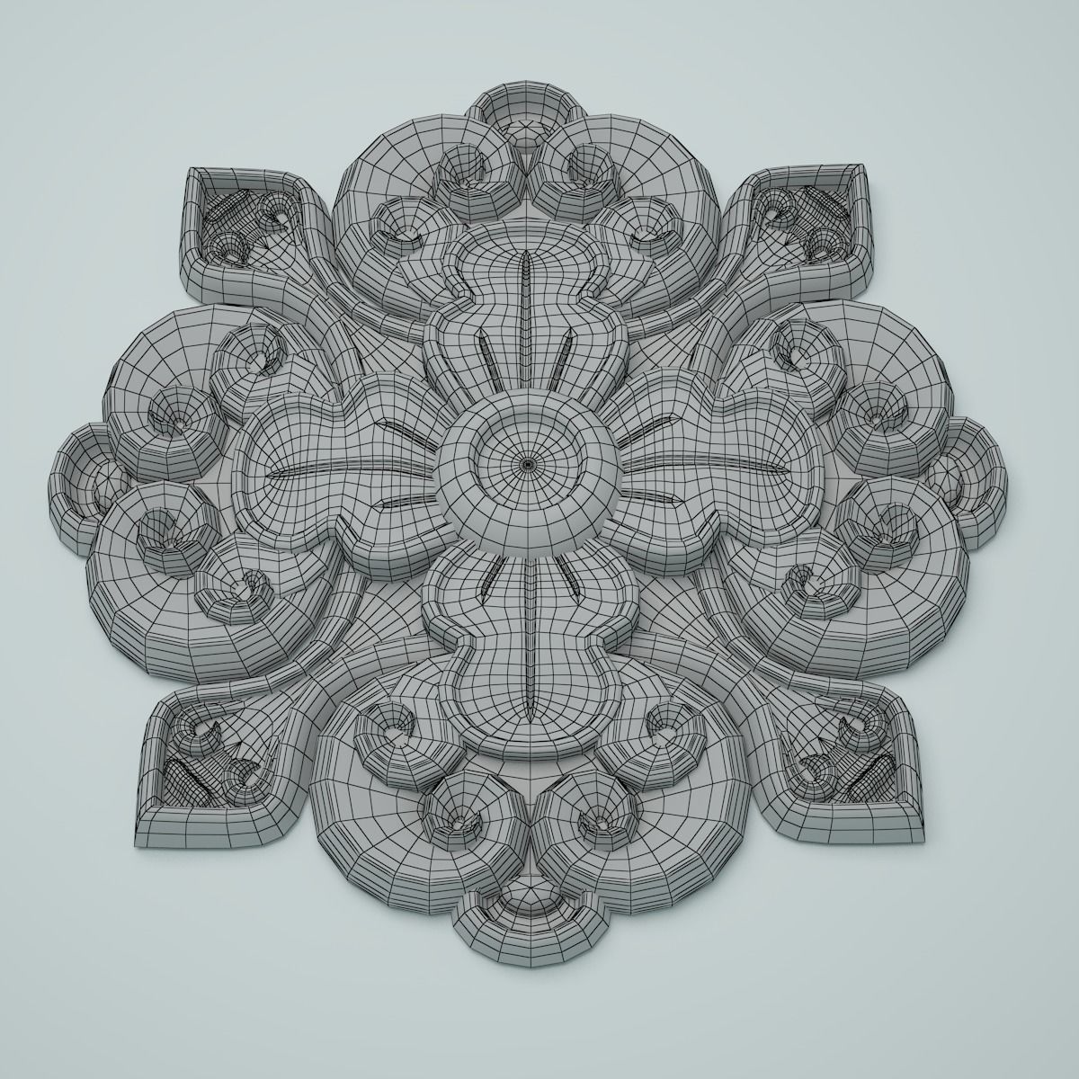 3D model - rosette ornate gold medallion 3D model_4