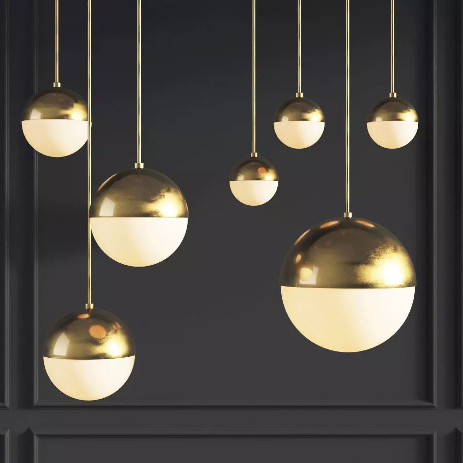Suspension light Copper Light Pendant Orb 3D model_0