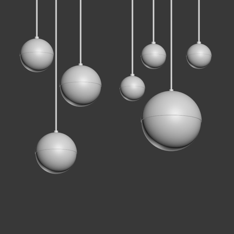 Suspension light Copper Light Pendant Orb 3D model_2