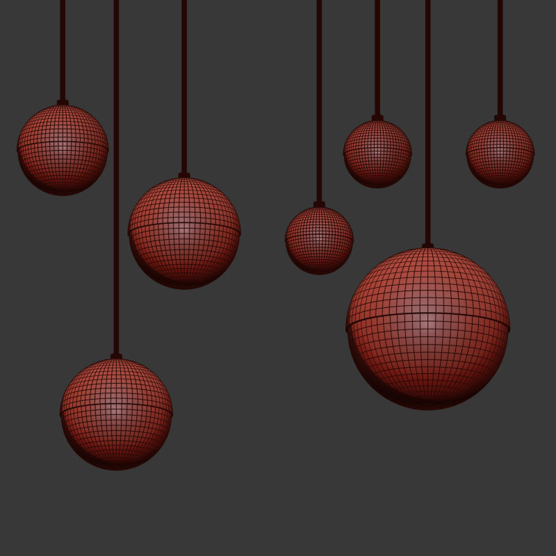 Suspension light Copper Light Pendant Orb 3D model_4