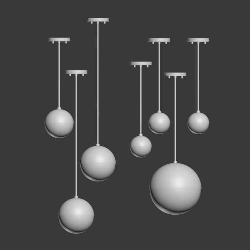 Suspension light Copper Light Pendant Orb 3D model_1
