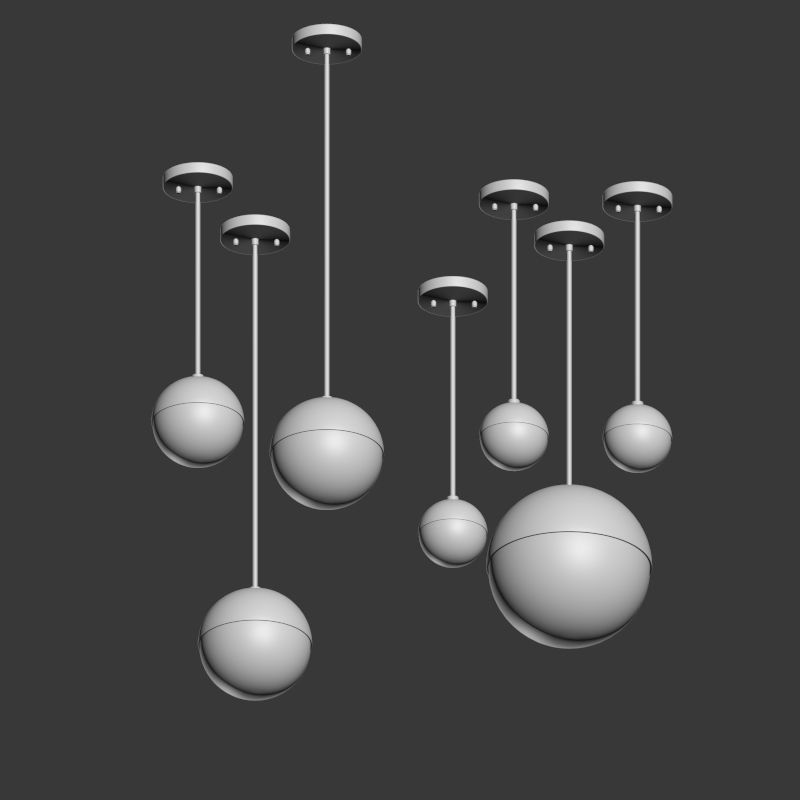 Suspension light Copper Light Pendant Orb 3D model_3