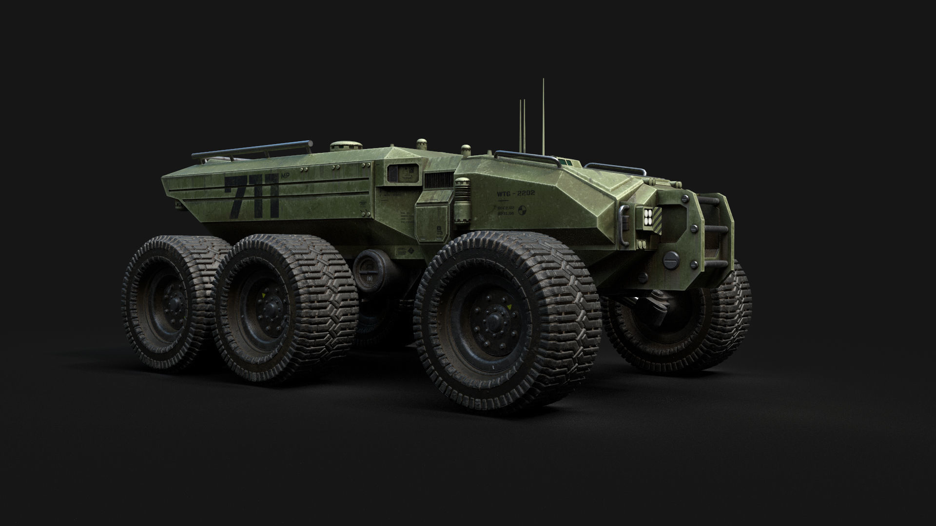 Technical Vehicle transporter Green Source Files 8K Textures  Low-poly 3D model_19