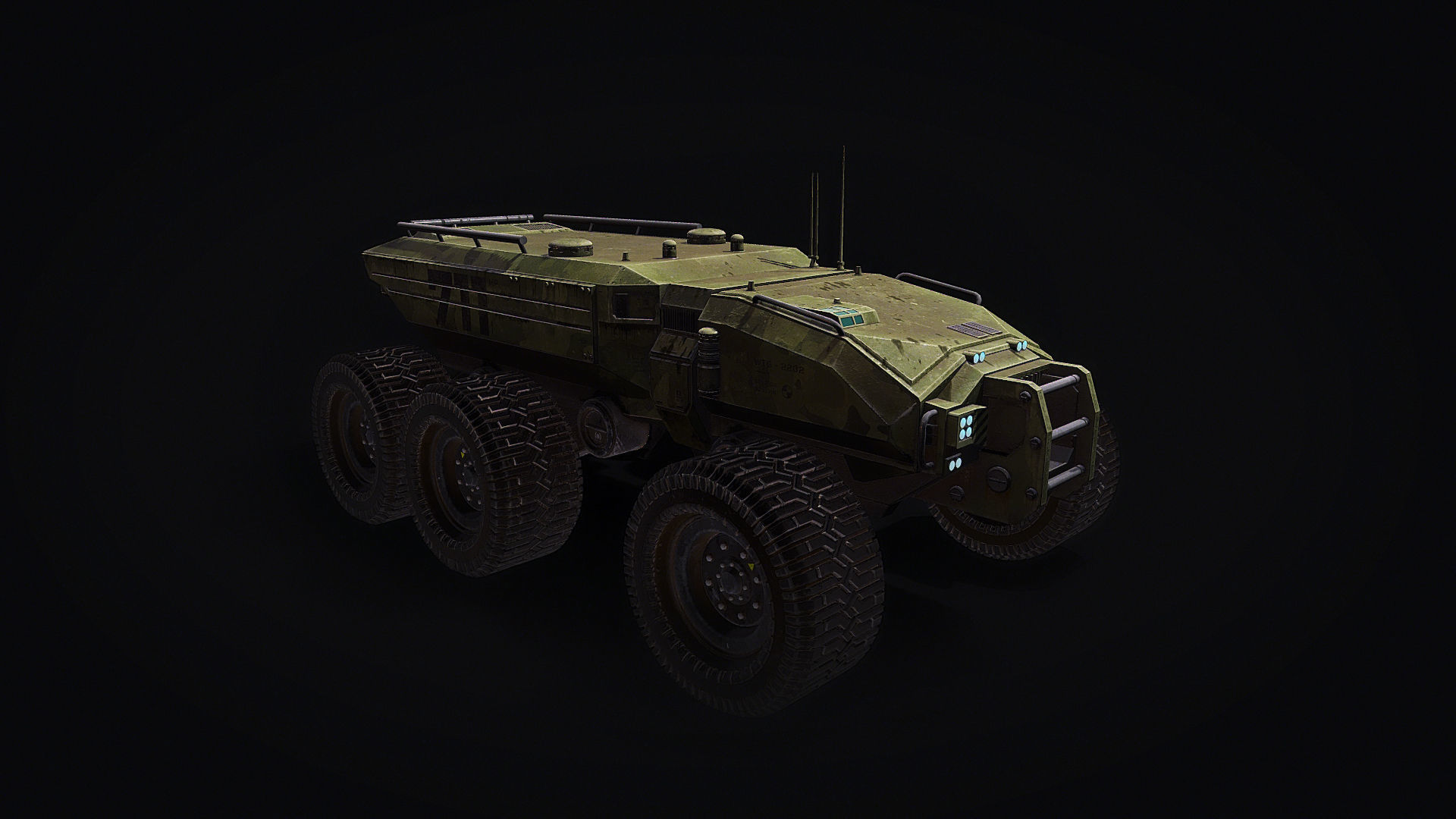 Technical Vehicle transporter Green Source Files 8K Textures  Low-poly 3D model_5