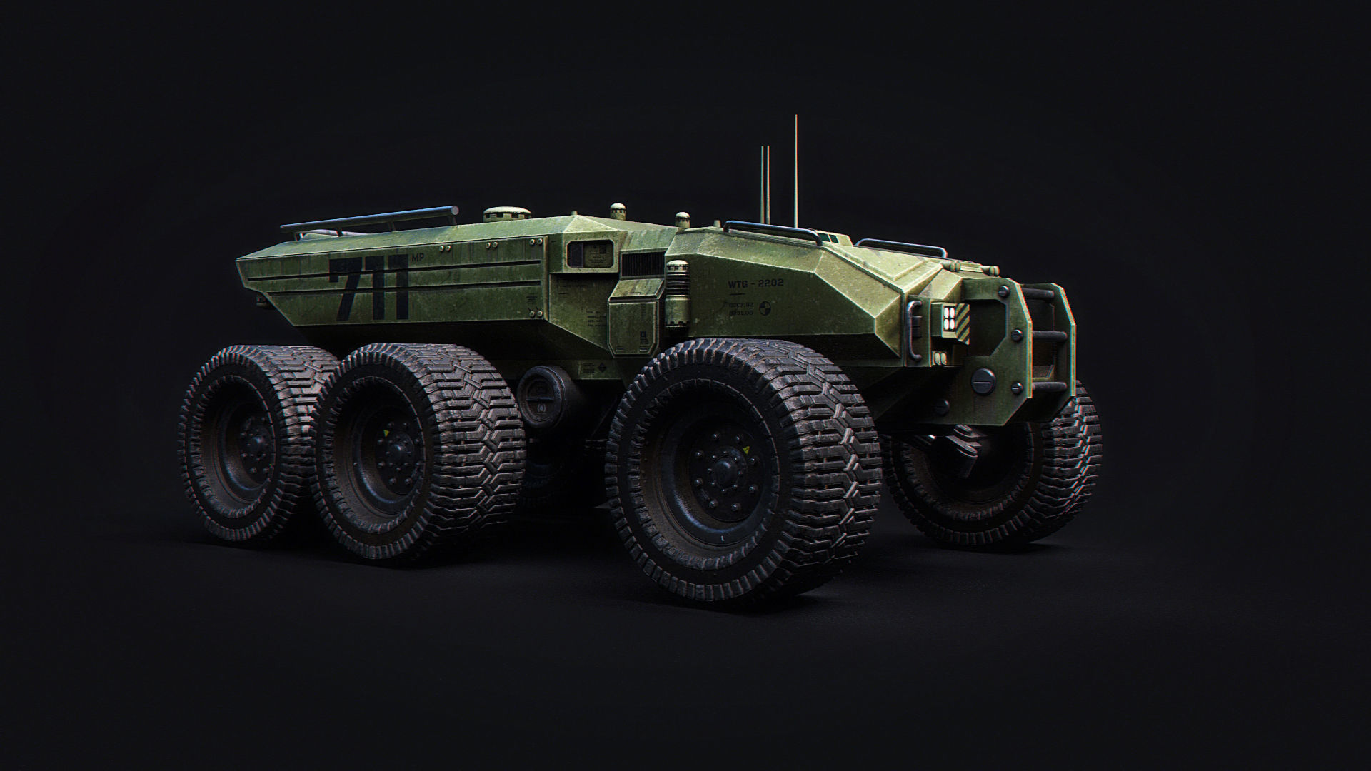 Technical Vehicle transporter Green Source Files 8K Textures  Low-poly 3D model_6