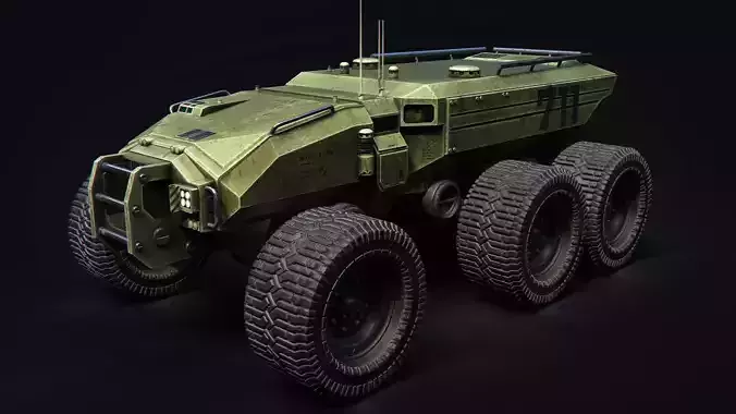 Technical Vehicle transporter Green Source Files 8K Textures 
