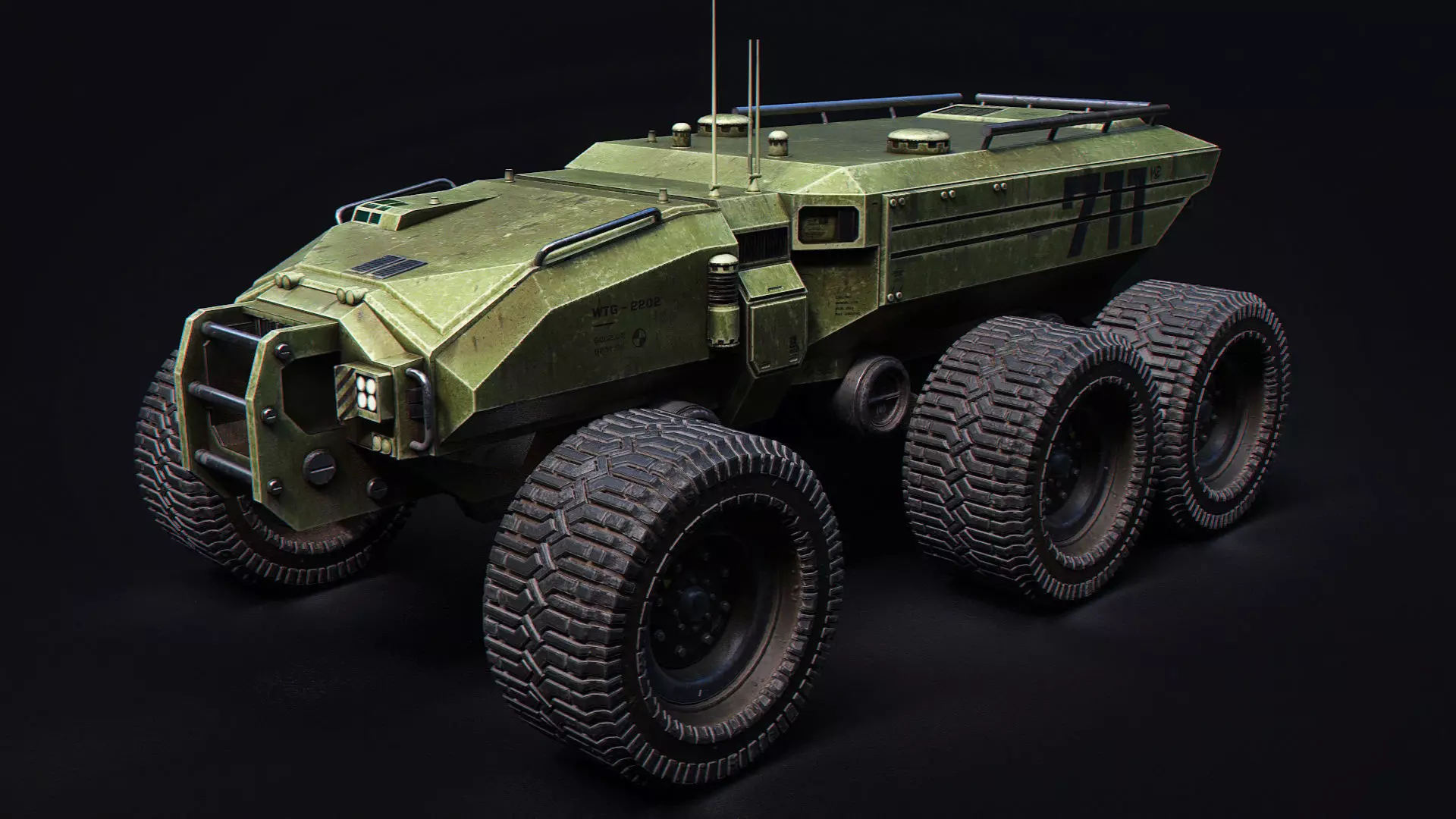 Technical Vehicle transporter Green Source Files 8K Textures  Low-poly 3D model_0