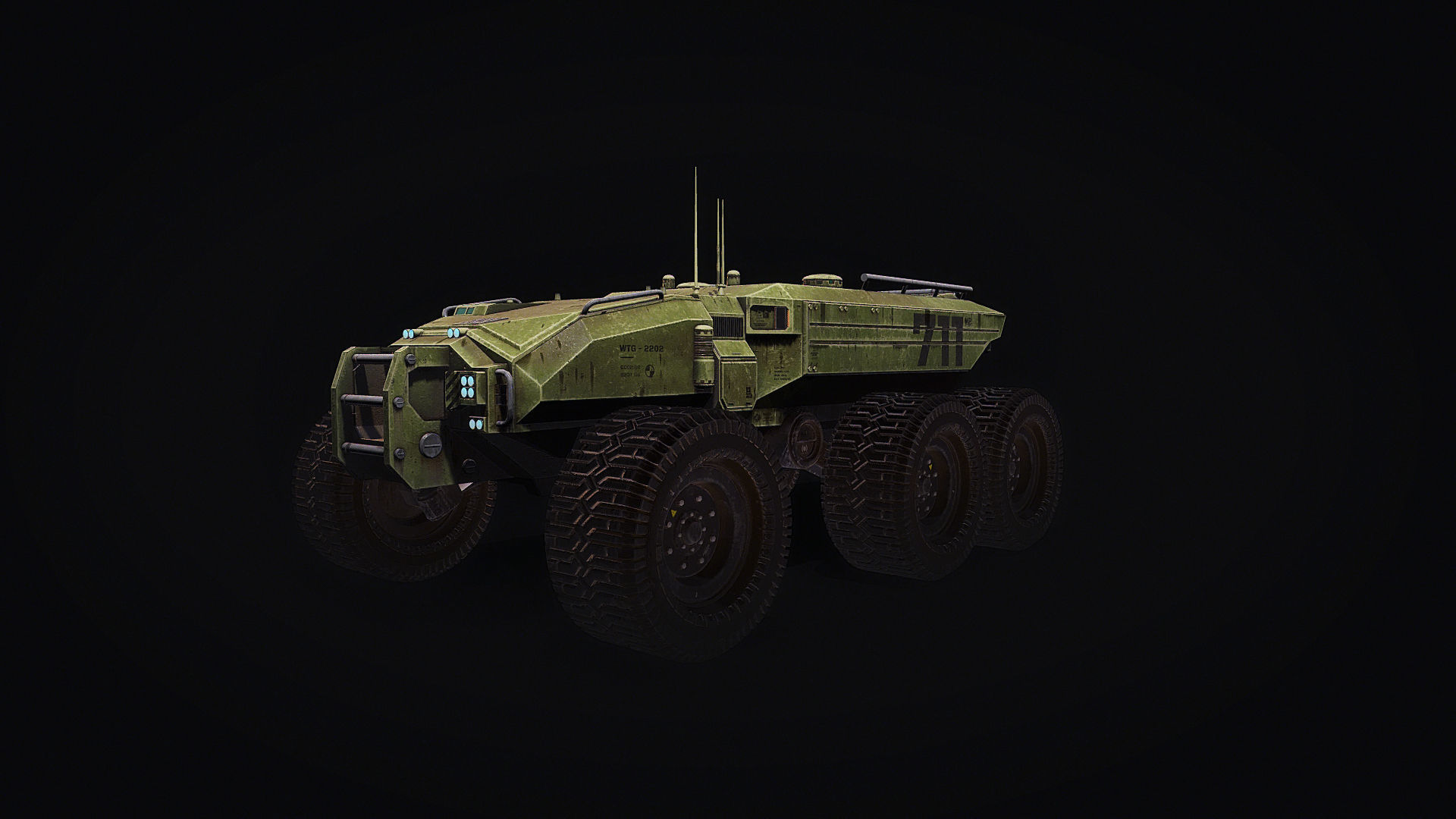 Technical Vehicle transporter Green Source Files 8K Textures  Low-poly 3D model_4