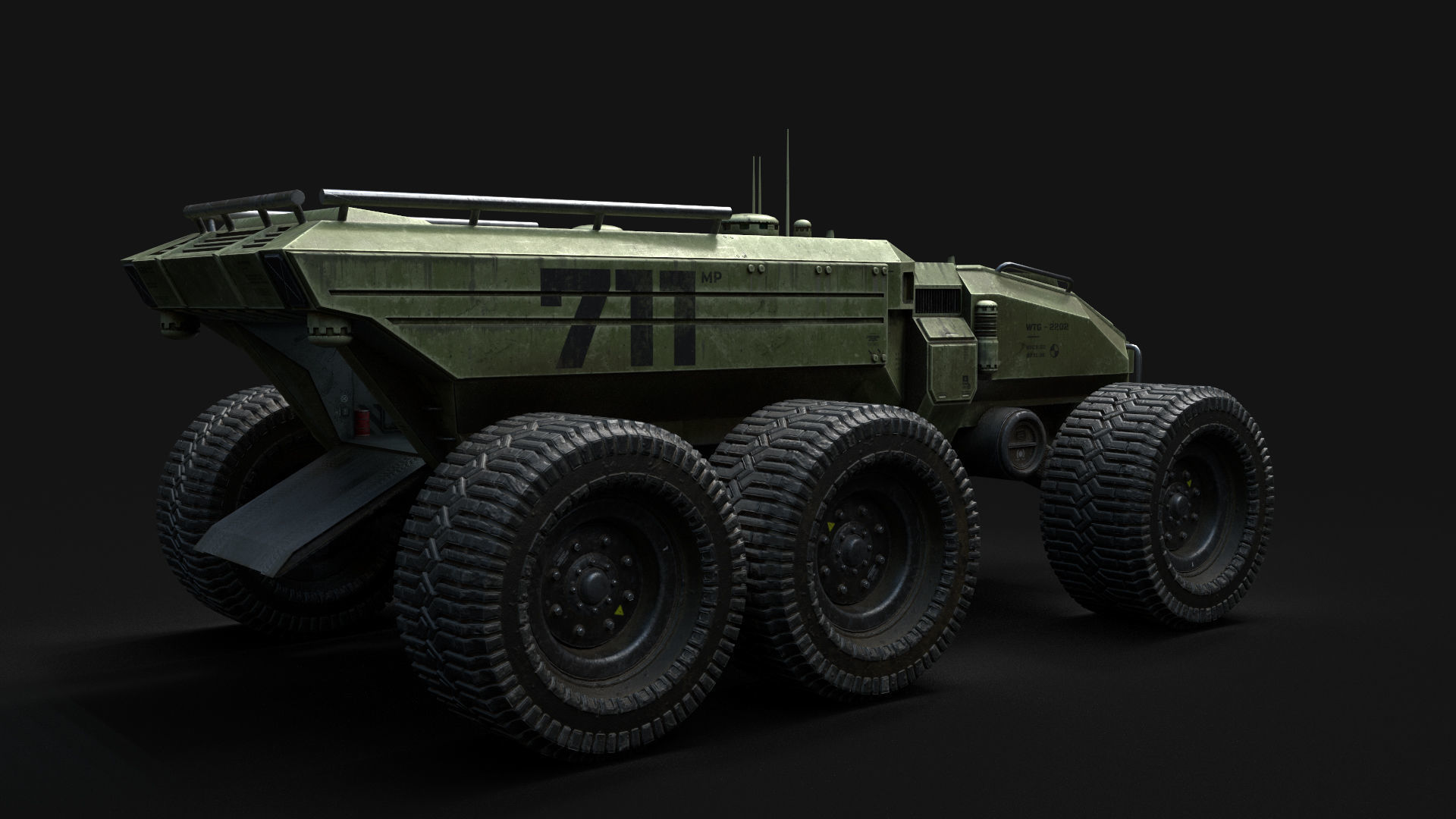 Technical Vehicle transporter Green Source Files 8K Textures  Low-poly 3D model_23