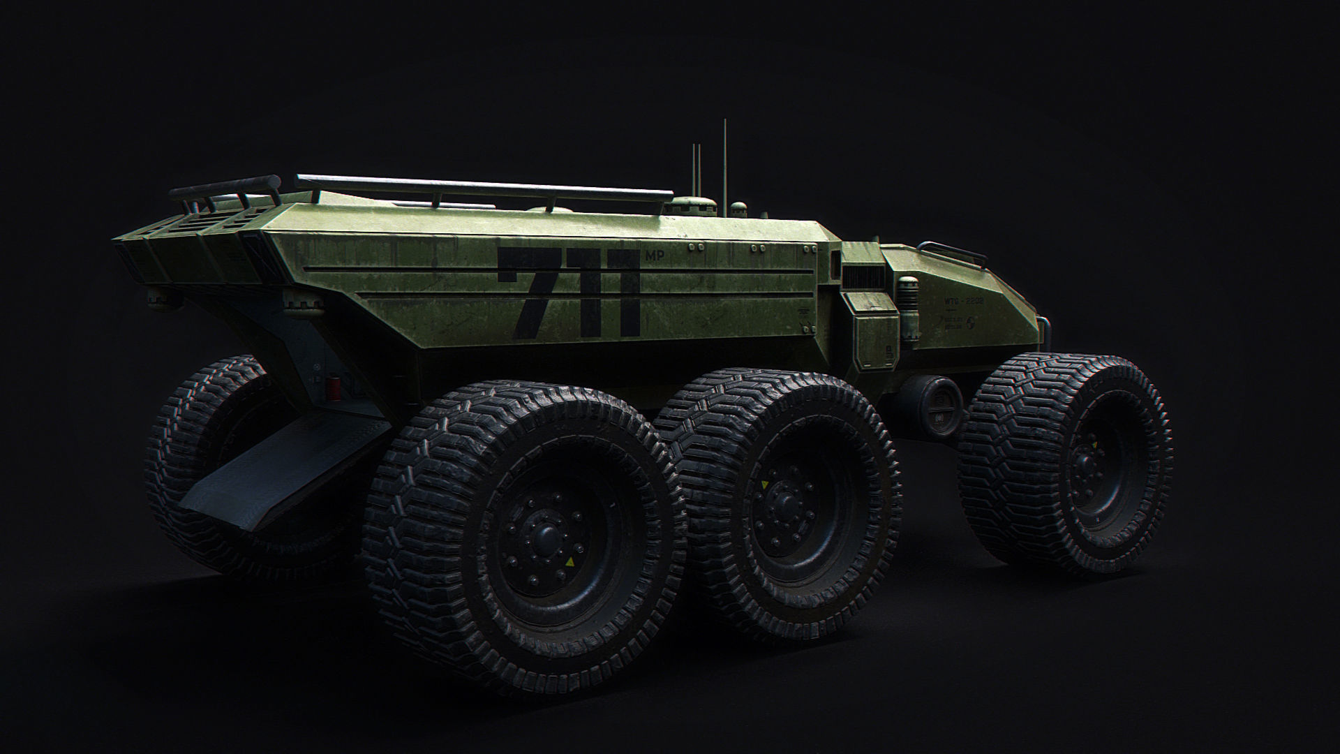 Technical Vehicle transporter Green Source Files 8K Textures  Low-poly 3D model_18