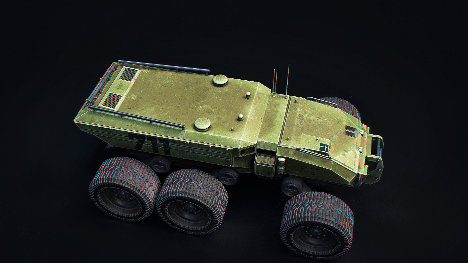 Technical Vehicle transporter Green Source Files 8K Textures  Low-poly 3D model_3