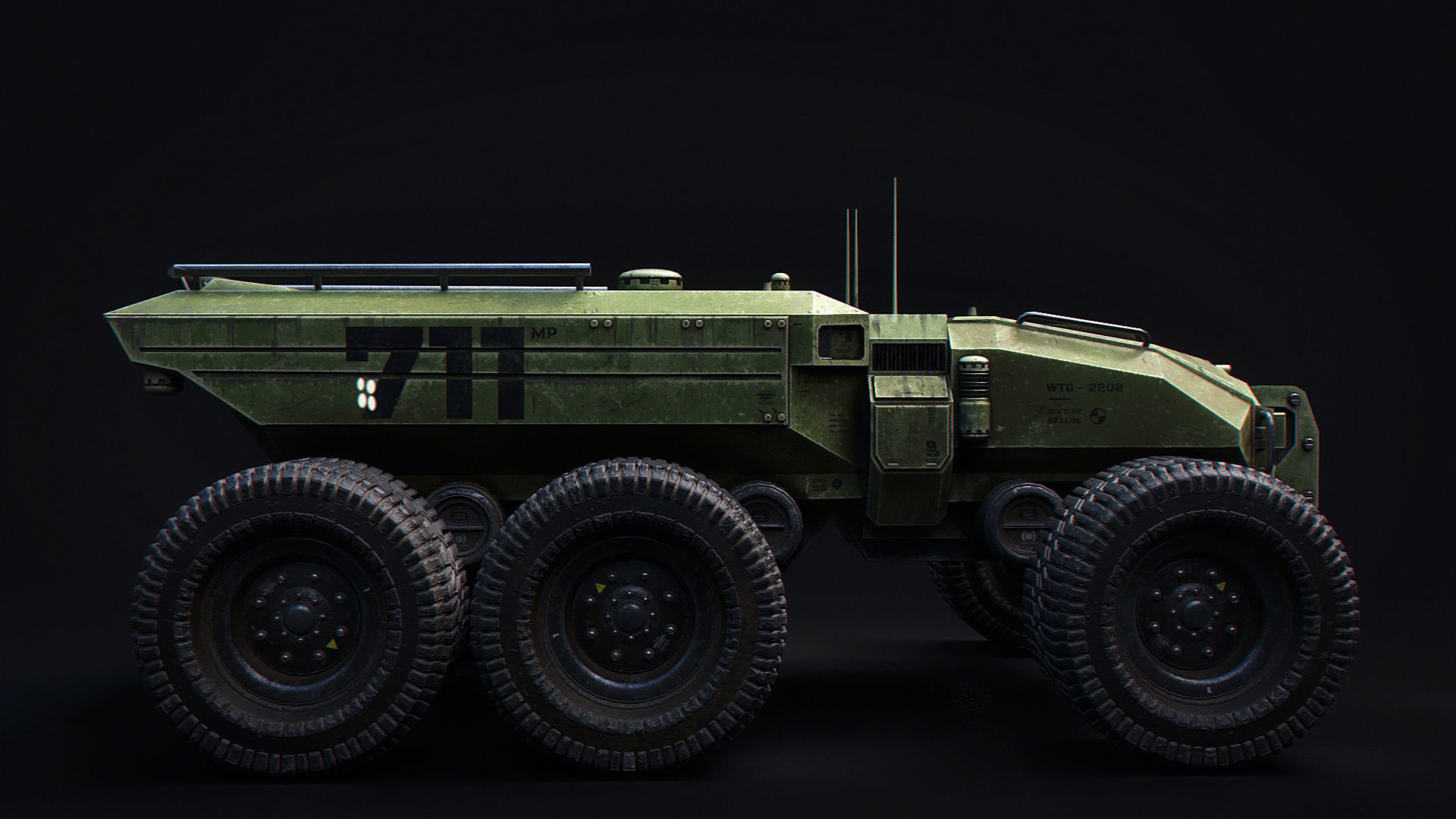 Technical Vehicle transporter Green Source Files 8K Textures  Low-poly 3D model_2