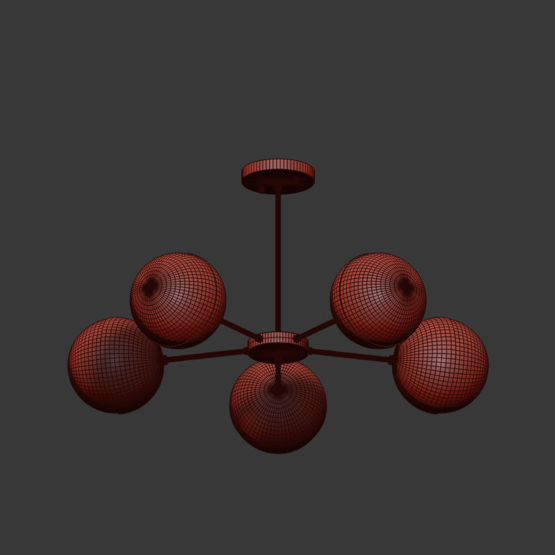 Suspension light Copper Light Chandelier 5 3D model_4