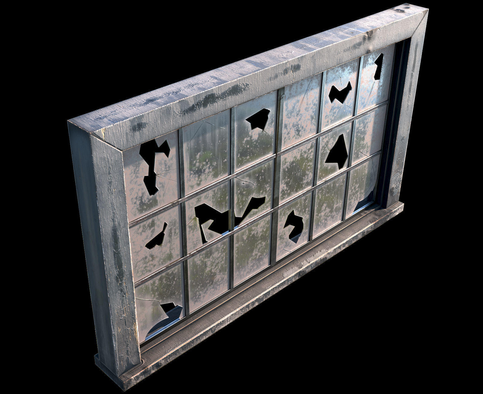 broken window - modular Low-poly 3D model_12