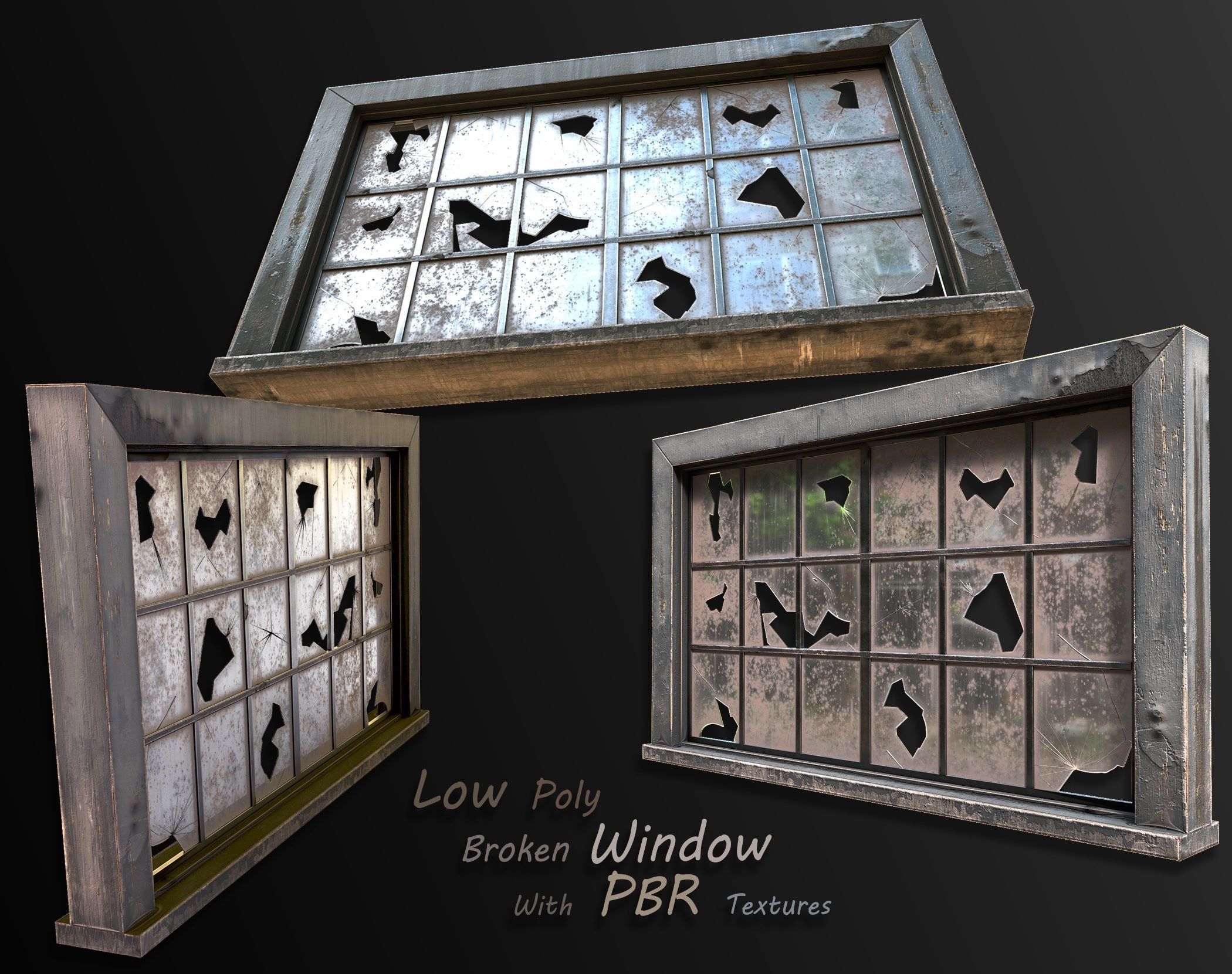 broken window - modular Low-poly 3D model_20