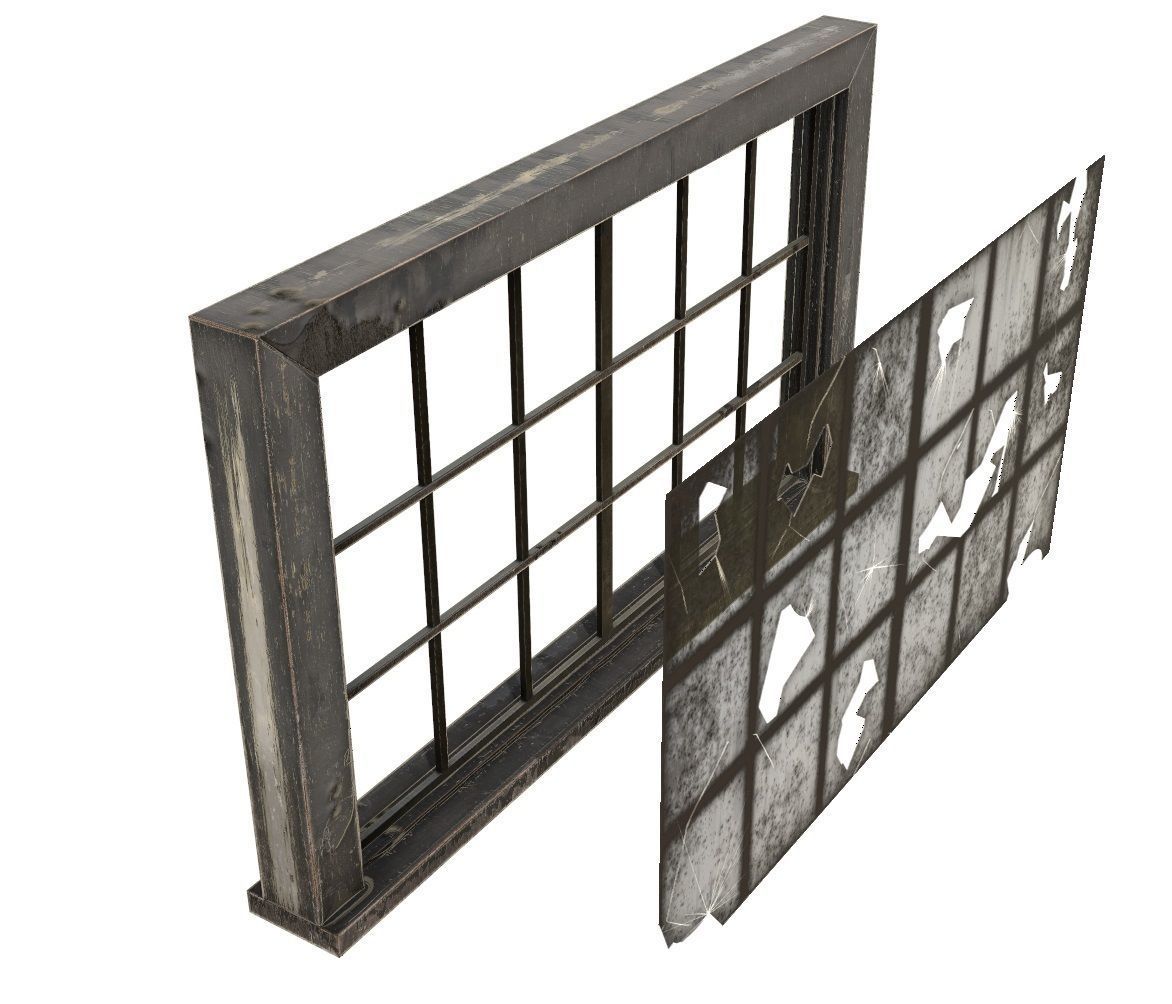 broken window - modular Low-poly 3D model_2