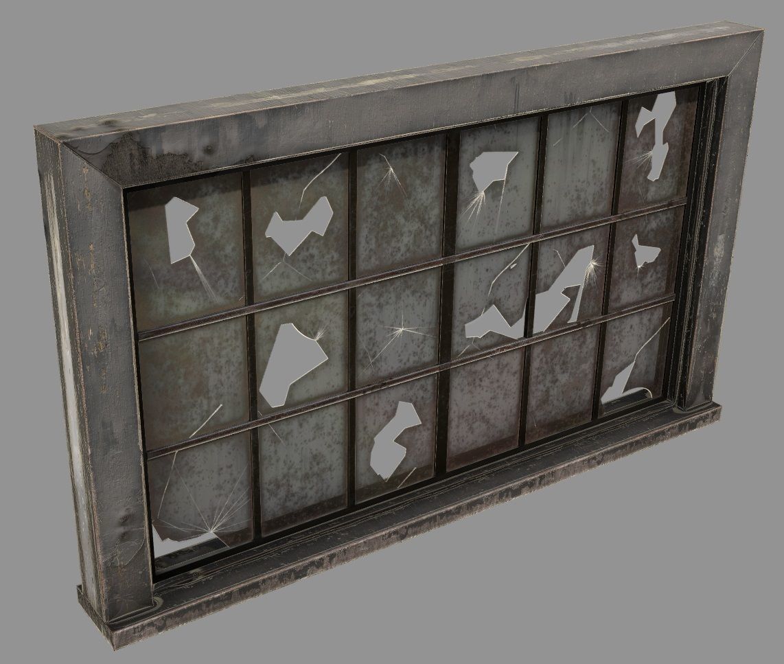 broken window - modular Low-poly 3D model_16