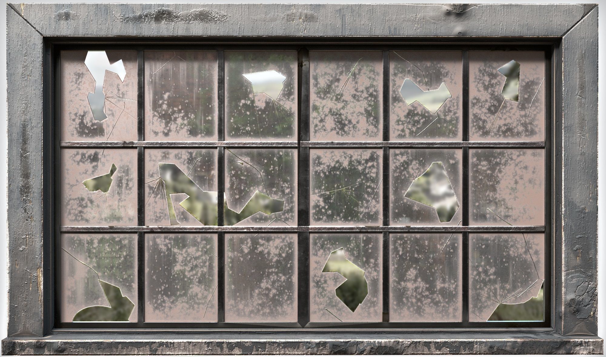 broken window - modular Low-poly 3D model_10