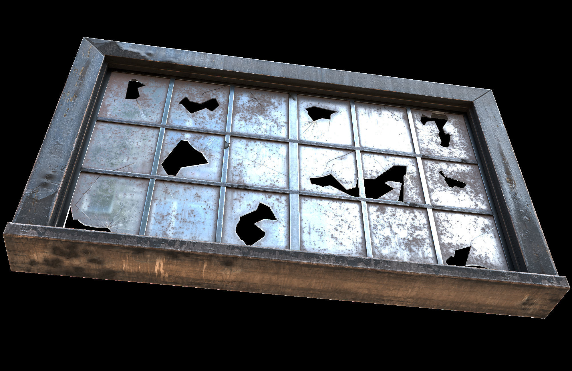 broken window - modular Low-poly 3D model_8