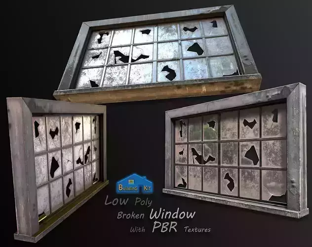 broken window - modular Low-poly 3D model