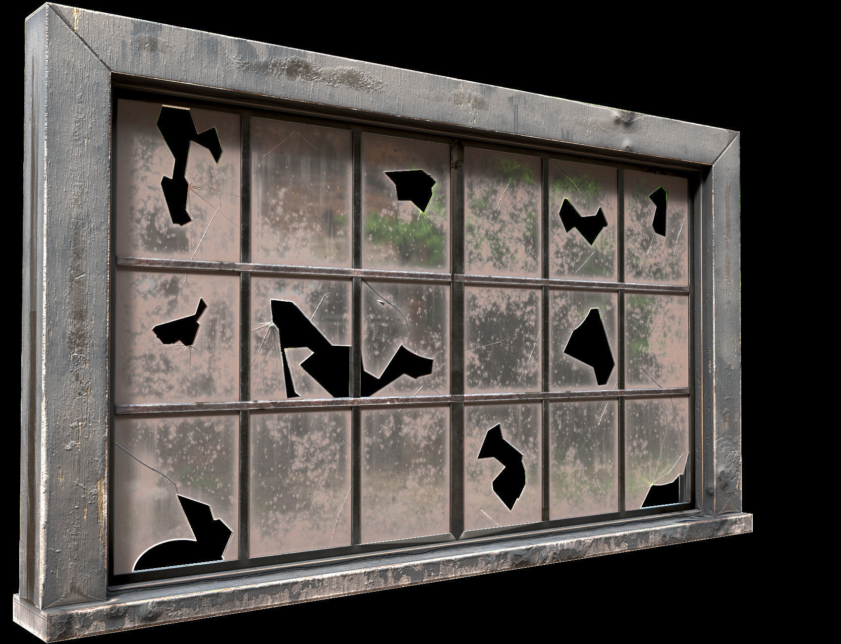 broken window - modular Low-poly 3D model_11